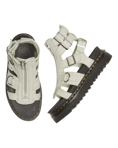 Olson Tumbled Nubuck Leather Gladiator Zip Sandals in Smoked Mint