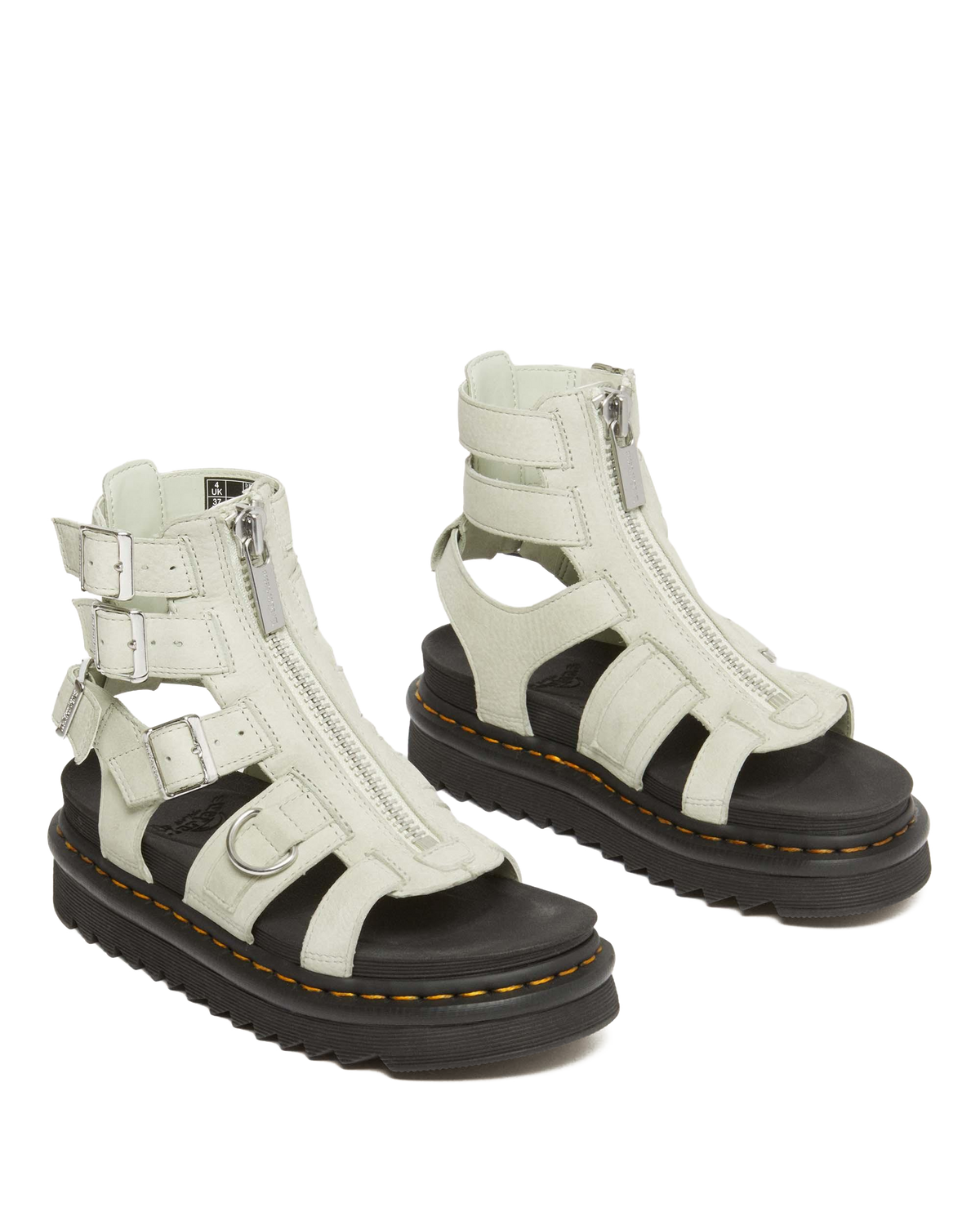 Olson Tumbled Nubuck Leather Gladiator Zip Sandals in Smoked Mint