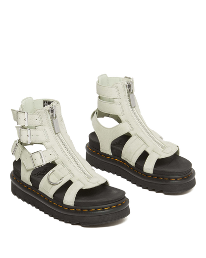 Olson Tumbled Nubuck Leather Gladiator Zip Sandals in Smoked Mint