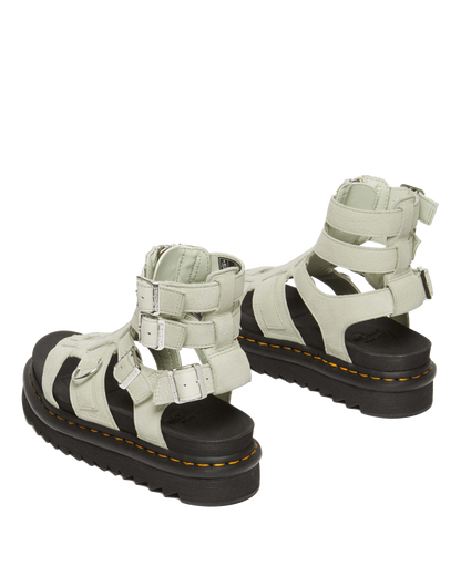 Olson Tumbled Nubuck Leather Gladiator Zip Sandals in Smoked Mint