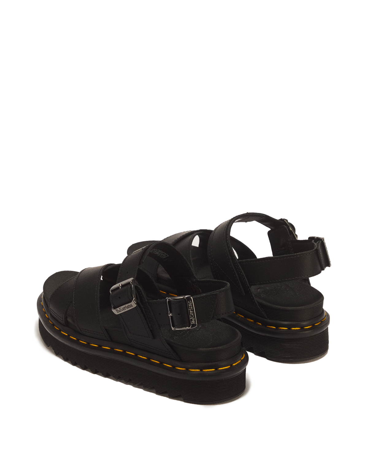 Voss II Athena Leather Strap Sandals in Black