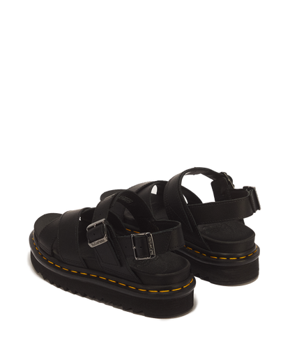 Voss II Athena Leather Strap Sandals in Black