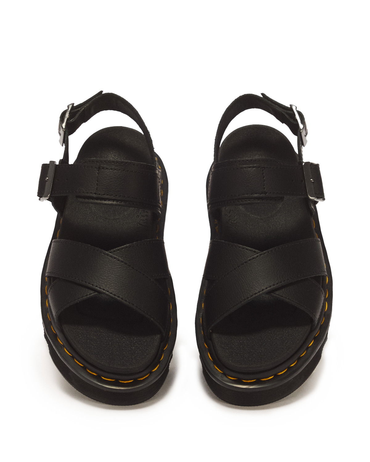 Voss II Athena Leather Strap Sandals in Black