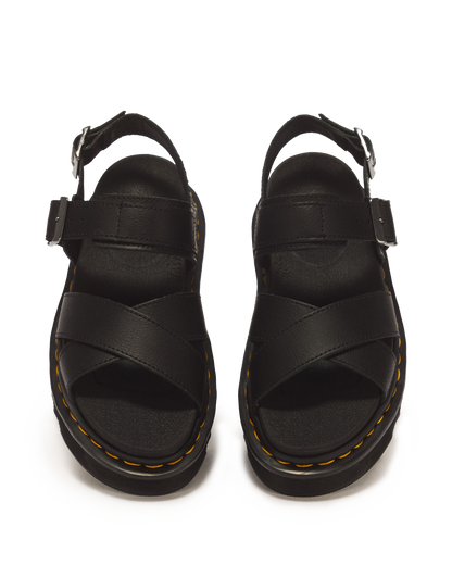Voss II Athena Leather Strap Sandals in Black