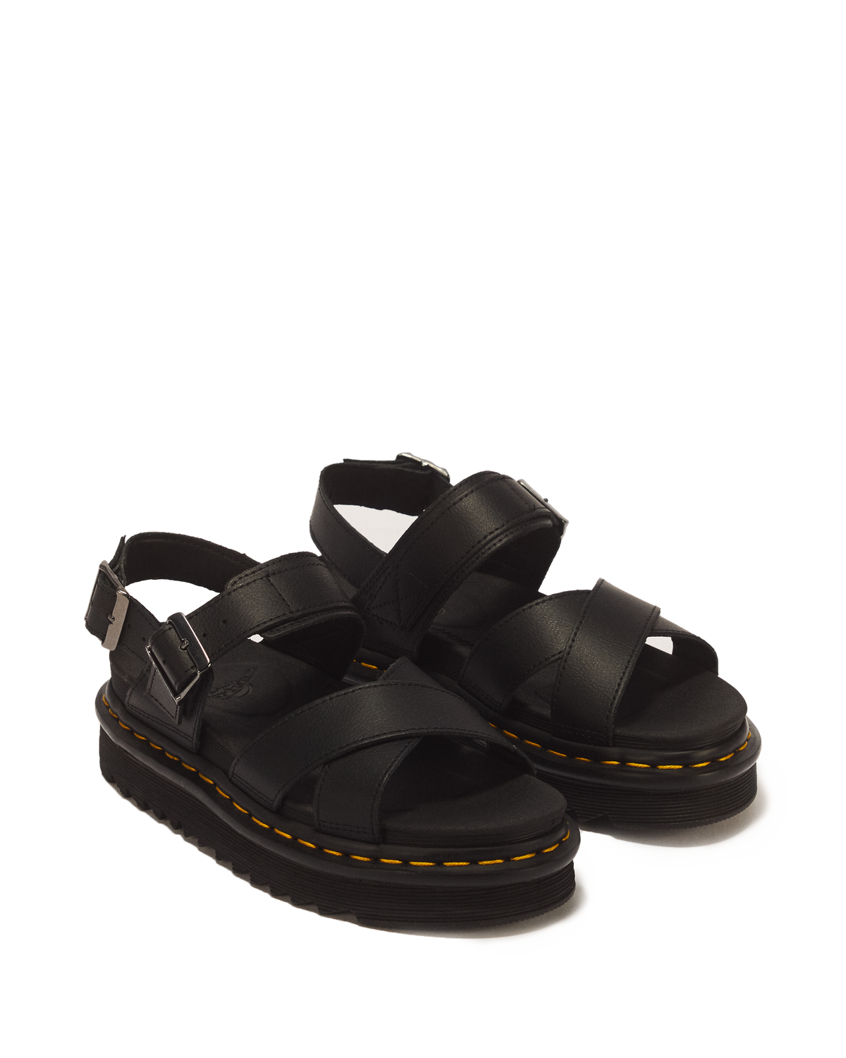 Voss II Athena Leather Strap Sandals in Black