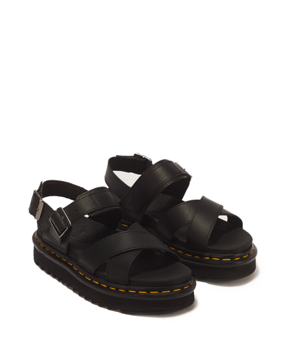 Voss II Athena Leather Strap Sandals in Black