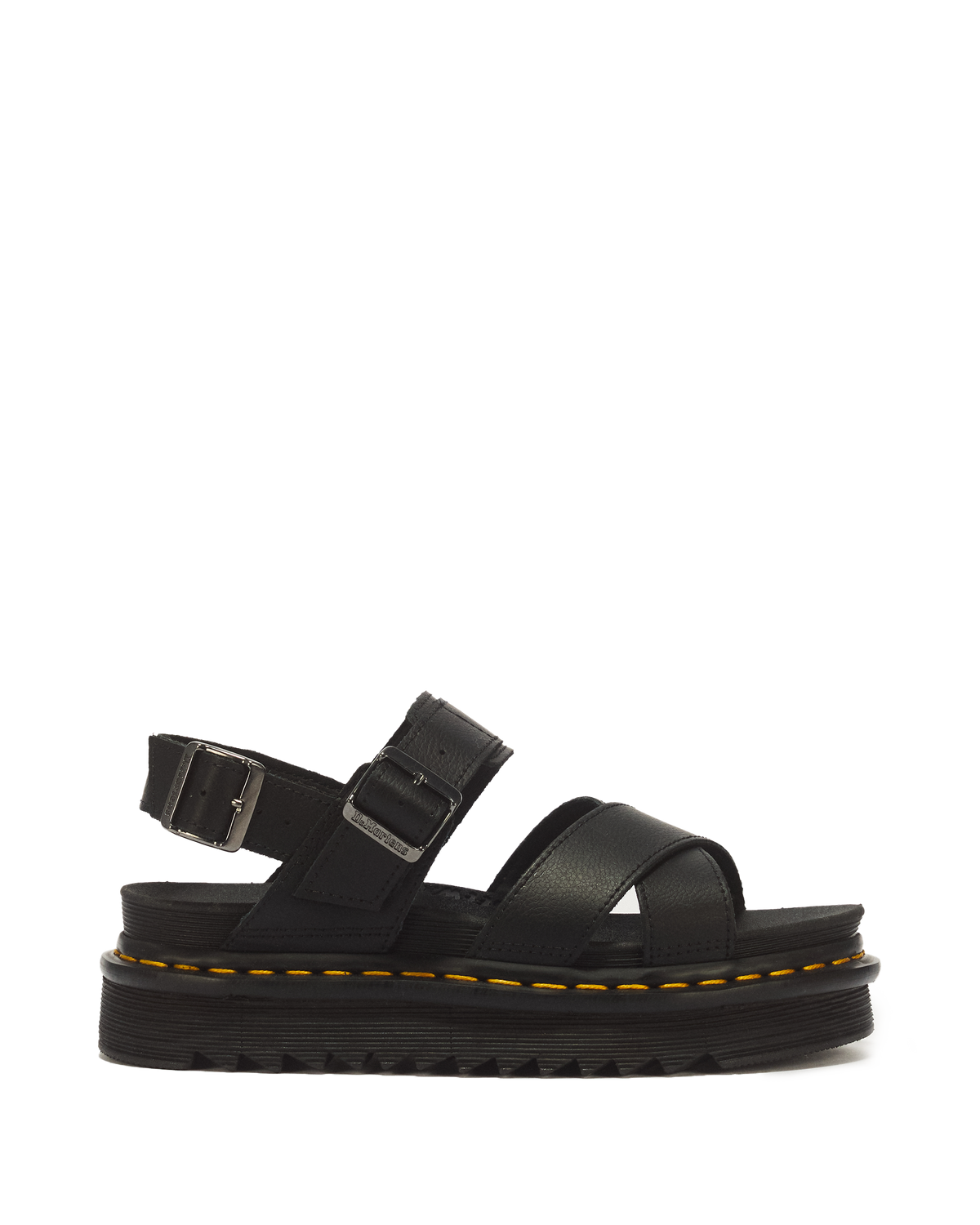 Voss II Athena Leather Strap Sandals in Black
