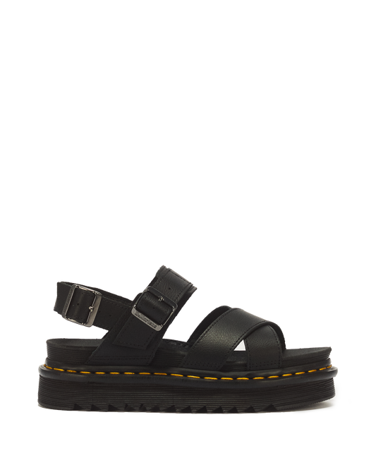 Voss II Athena Leather Strap Sandals in Black