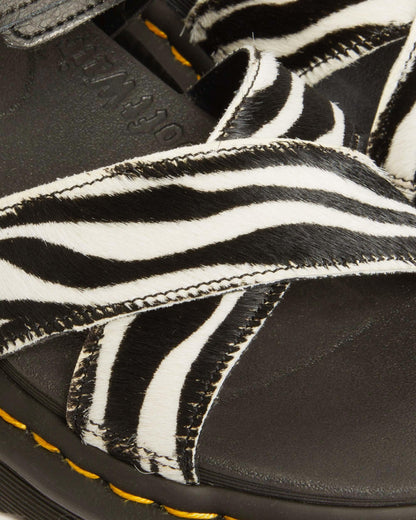 Voss II Hair-On Zebra Print Sandals in Black+zebra Print