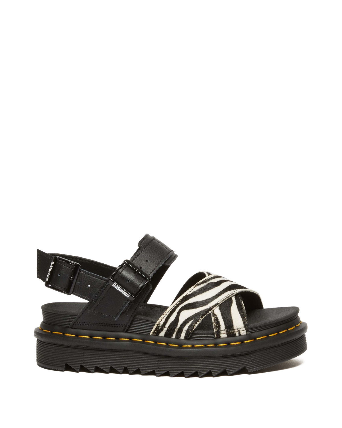 Voss II Hair-On Zebra Print Sandals in Black+zebra Print