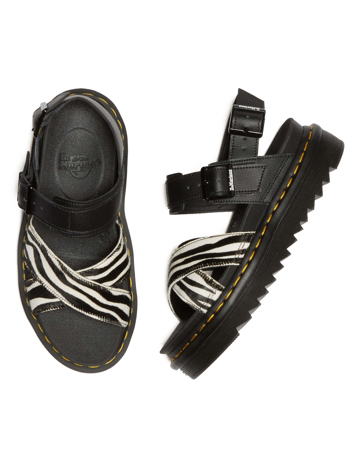 Voss II Hair-On Zebra Print Sandals in Black+zebra Print
