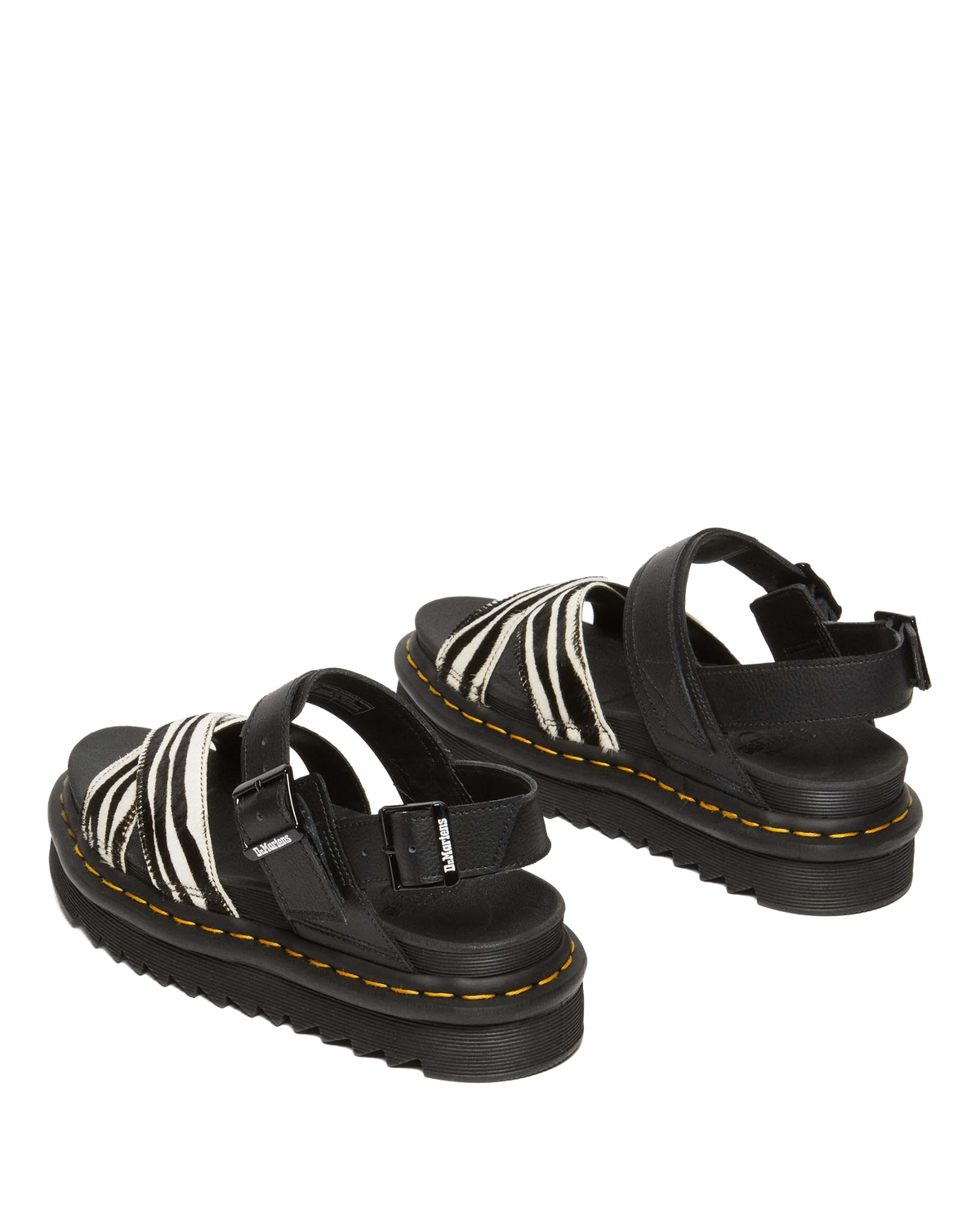 Voss II Hair-On Zebra Print Sandals in Black+zebra Print