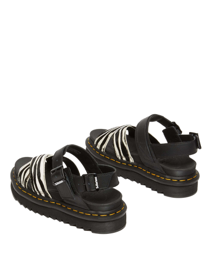 Voss II Hair-On Zebra Print Sandals in Black+zebra Print