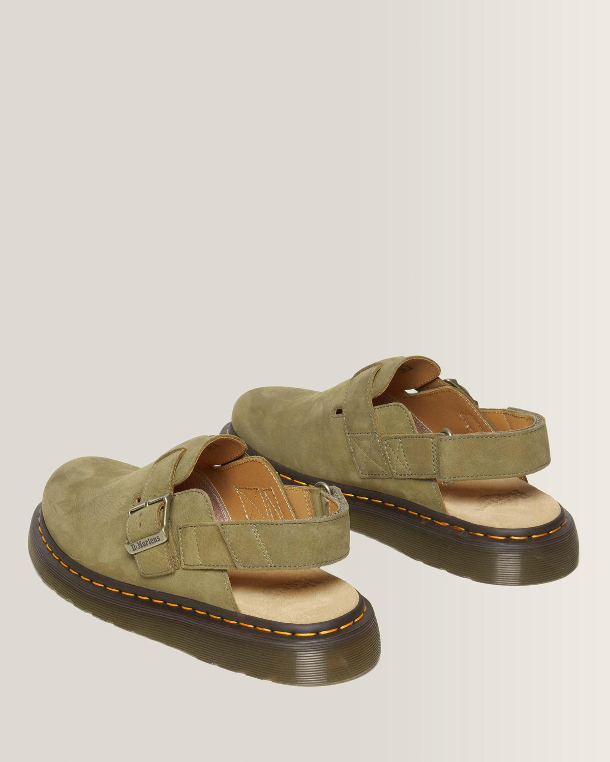 Jorge II Tumbled Nubuck Leather Slingback Mules in Muted Olive