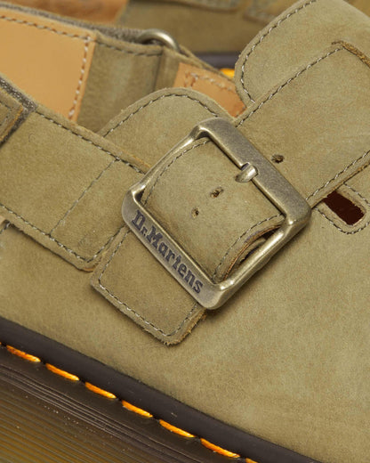 Jorge II Tumbled Nubuck Leather Slingback Mules in Muted Olive