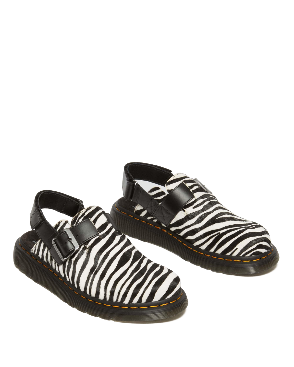 Jorge II Hair-on Animal Print Slingback Mules in Black+white