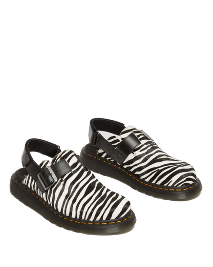 Jorge II Hair-on Animal Print Slingback Mules in Black+white