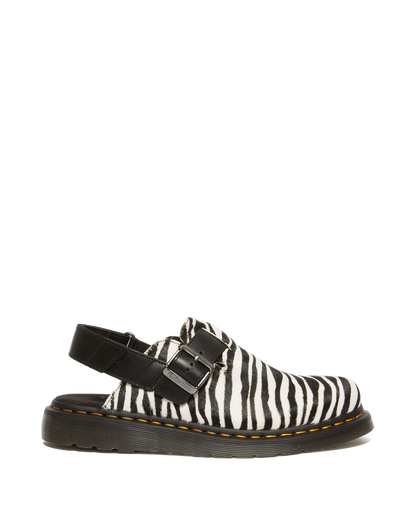 Jorge II Hair-on Animal Print Slingback Mules in Black+white