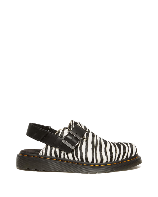 Jorge II Hair-on Animal Print Slingback Mules in Black+white