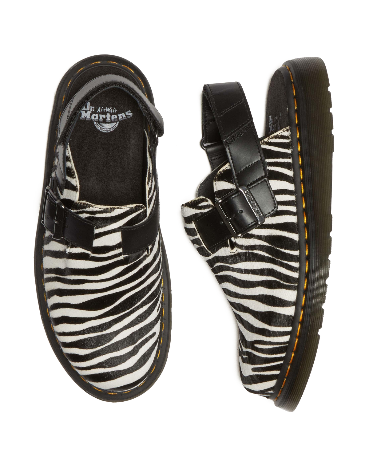 Jorge II Hair-on Animal Print Slingback Mules in Black+white