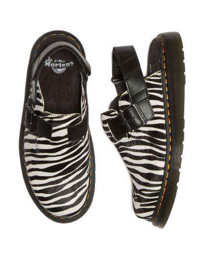 Jorge II Hair-on Animal Print Slingback Mules in Black+white