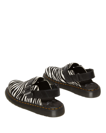 Jorge II Hair-on Animal Print Slingback Mules in Black+white