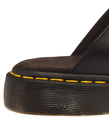 Josef Analine Leather Buckle Slide Sandals in Black