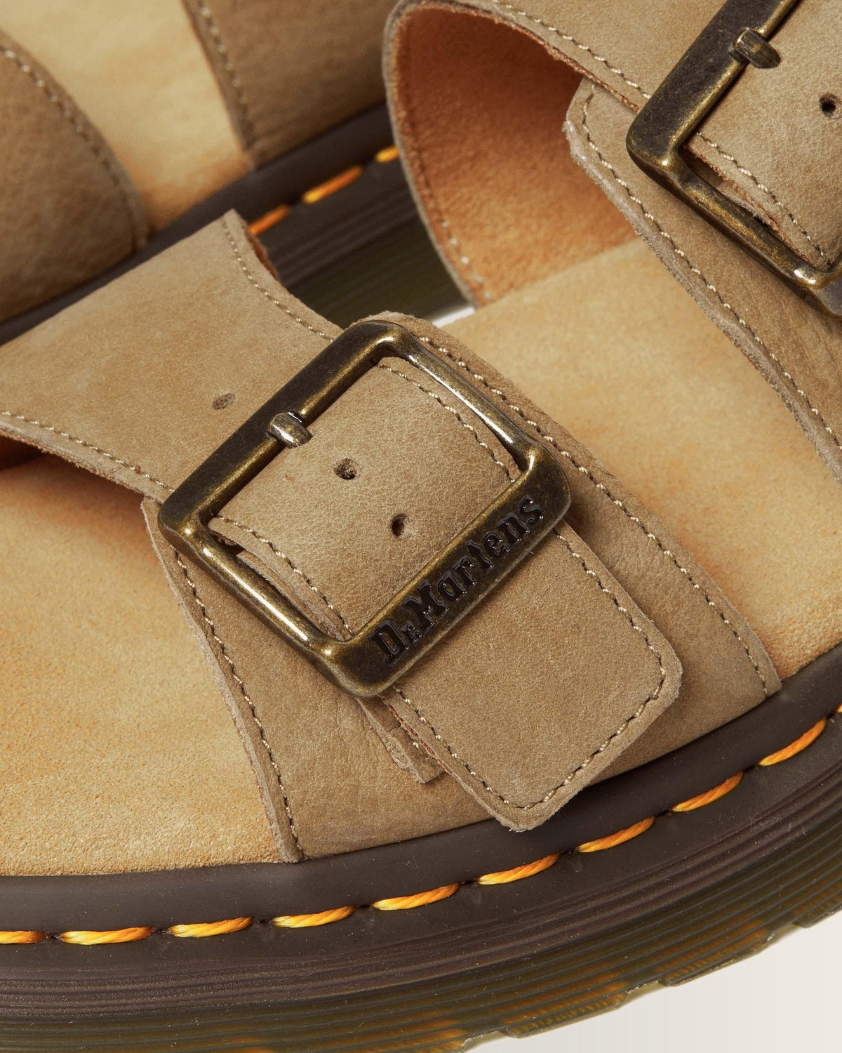Josef Nubuck Leather Buckle Slide Sandals in Savannah Tan