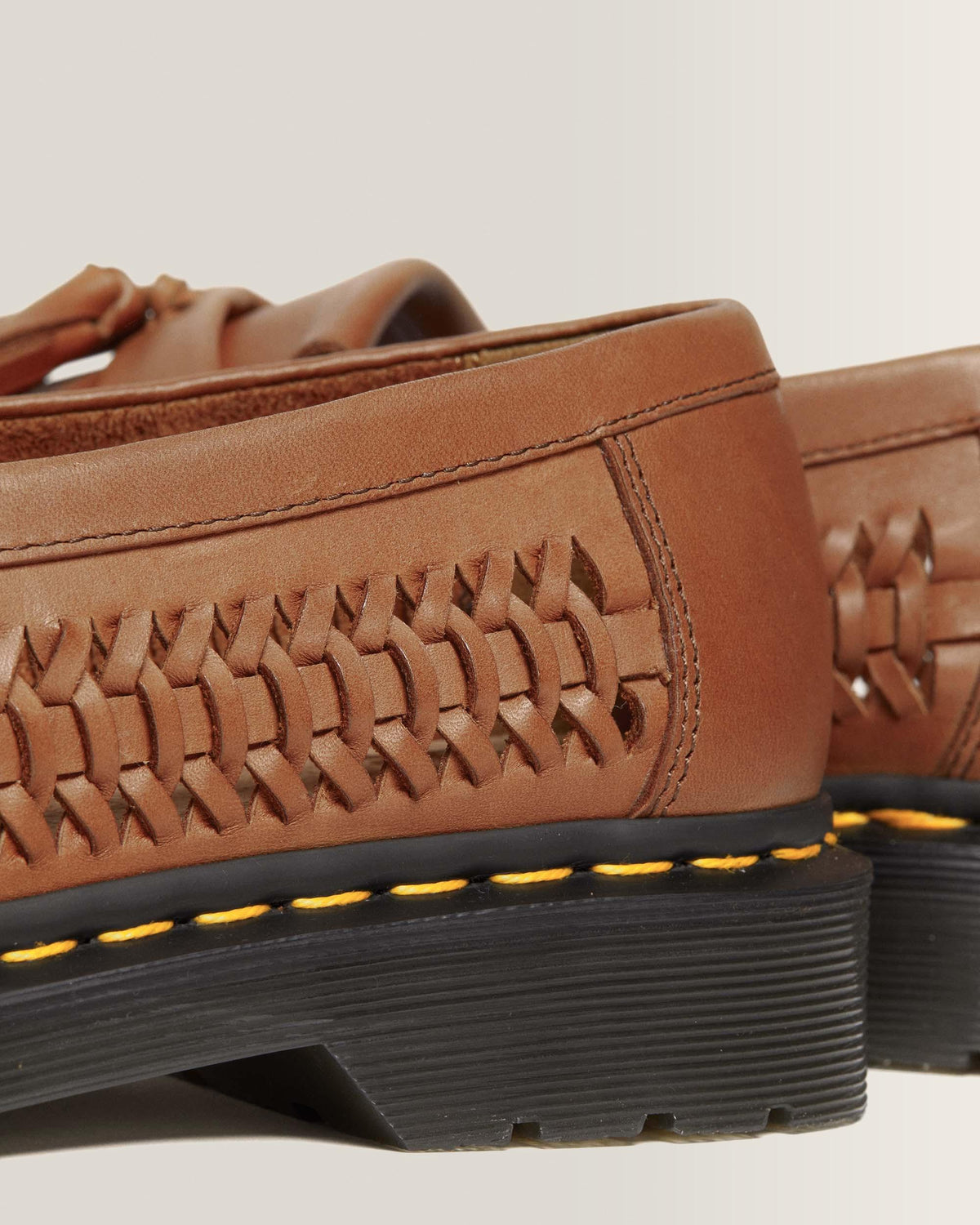 Adrian Woven Leather Tassel Loafers in British Tan