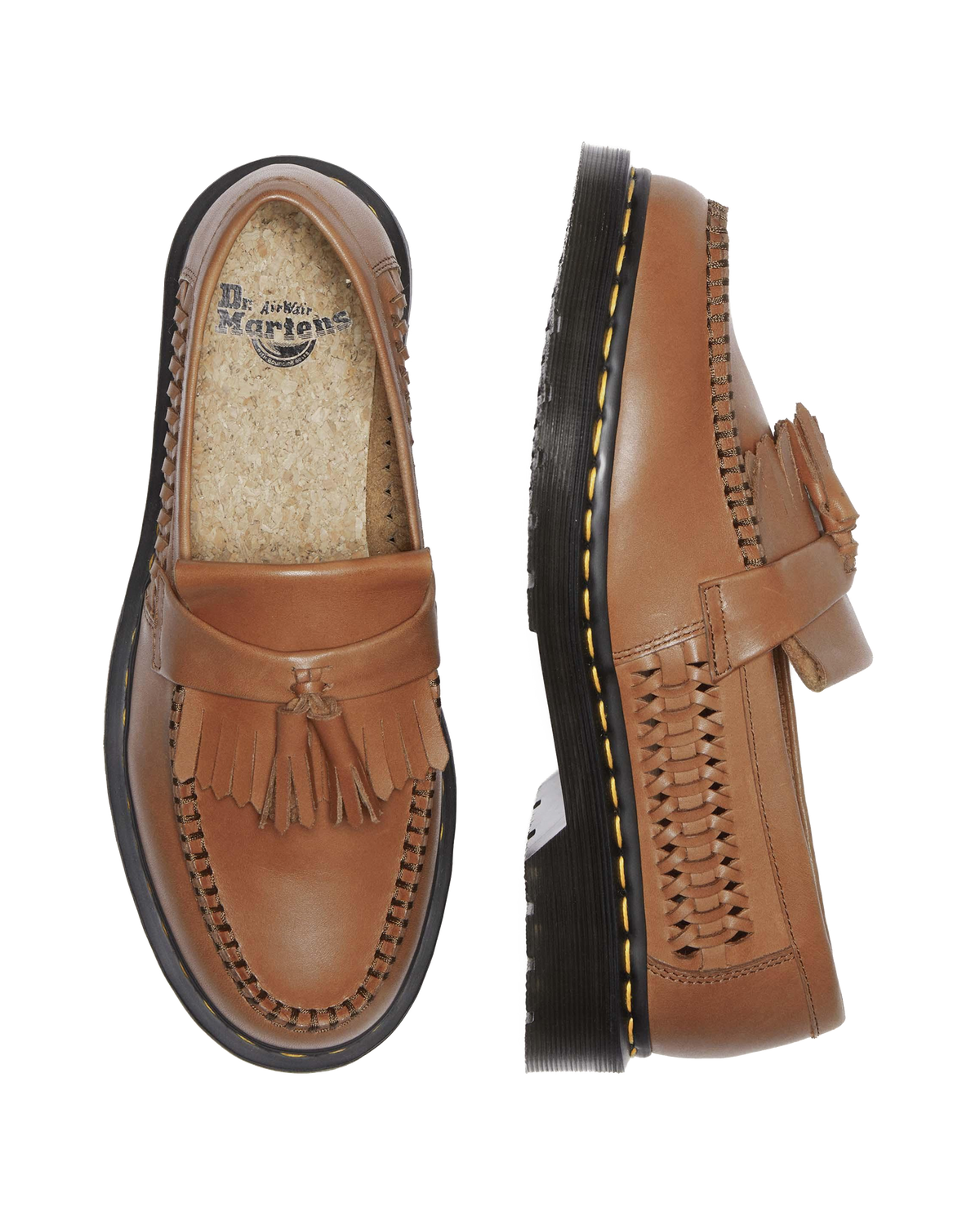 Adrian Woven Leather Tassel Loafers in British Tan