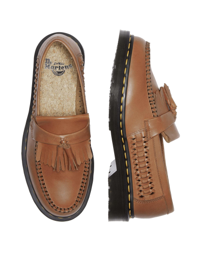 Adrian Woven Leather Tassel Loafers in British Tan