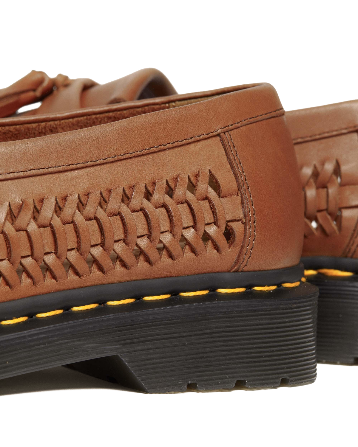 Adrian Woven Leather Tassel Loafers in British Tan