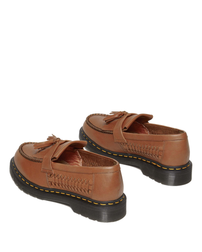 Adrian Woven Leather Tassel Loafers in British Tan