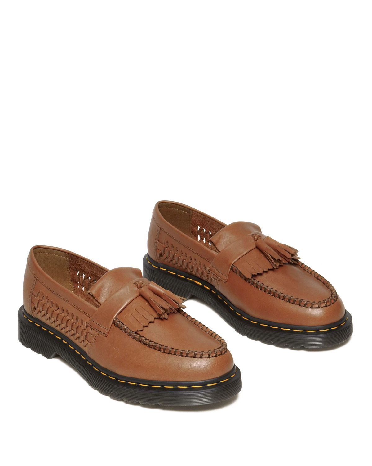 Adrian Woven Leather Tassel Loafers in British Tan