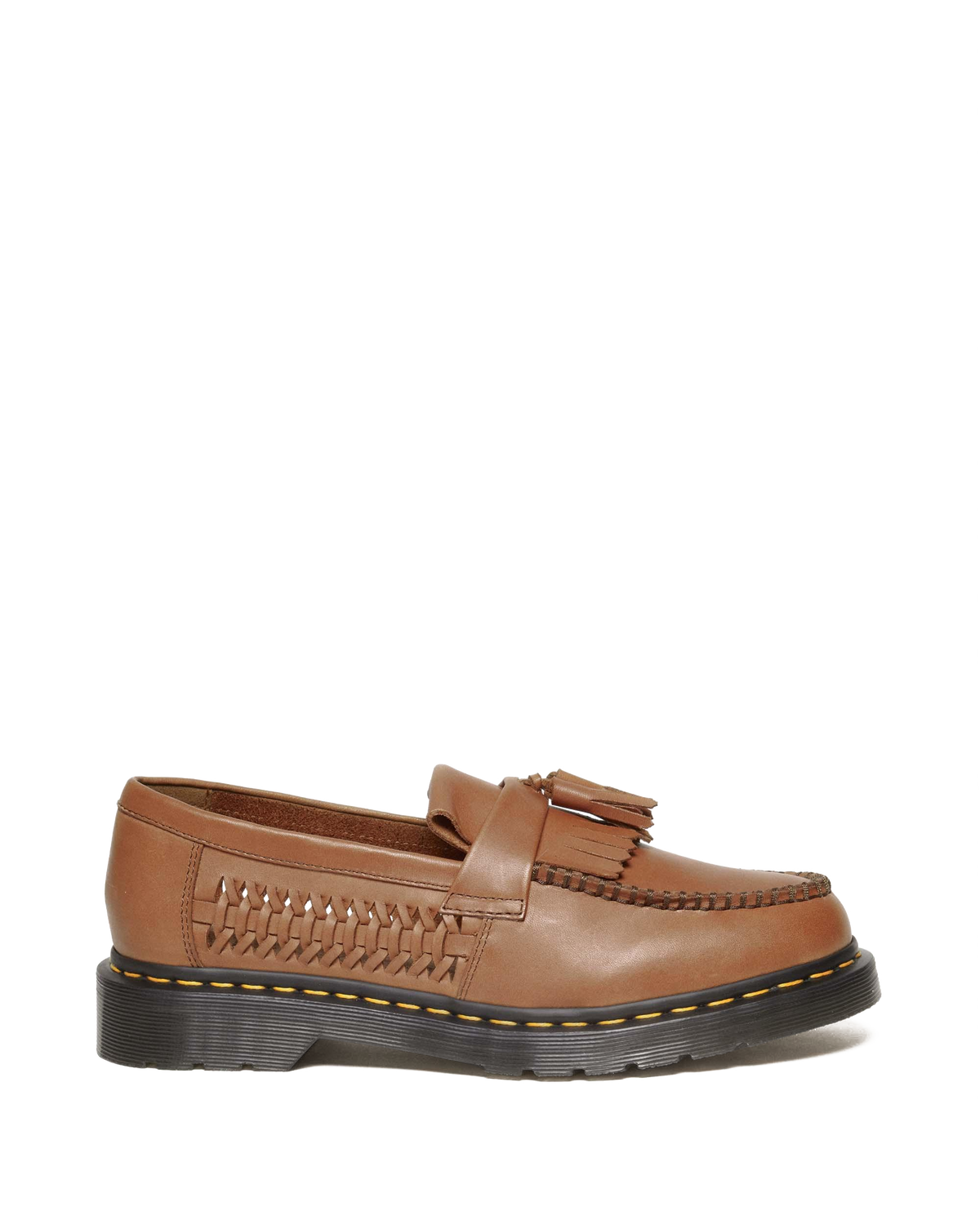 Adrian Woven Leather Tassel Loafers in British Tan