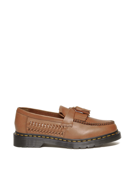 Adrian Woven Leather Tassel Loafers in British Tan