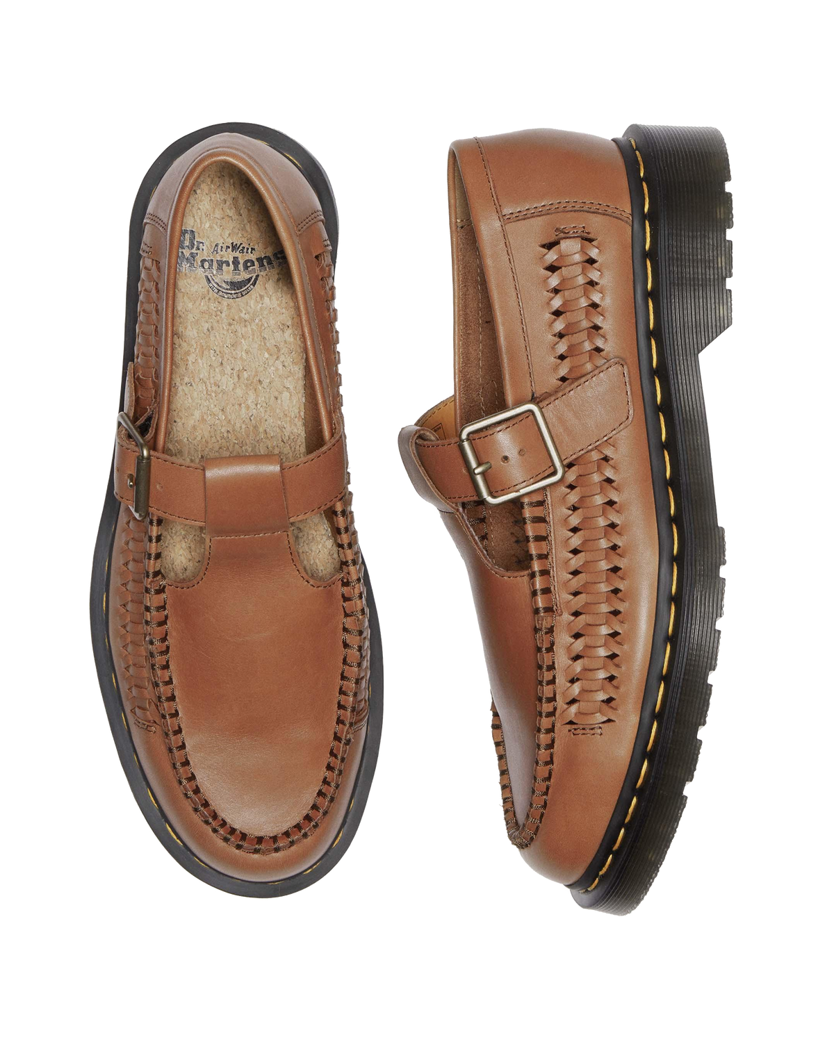 Adrian T-Bar Leather Mary Jane Shoes in British Tan