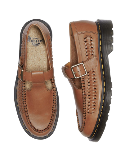 Adrian T-Bar Leather Mary Jane Shoes in British Tan