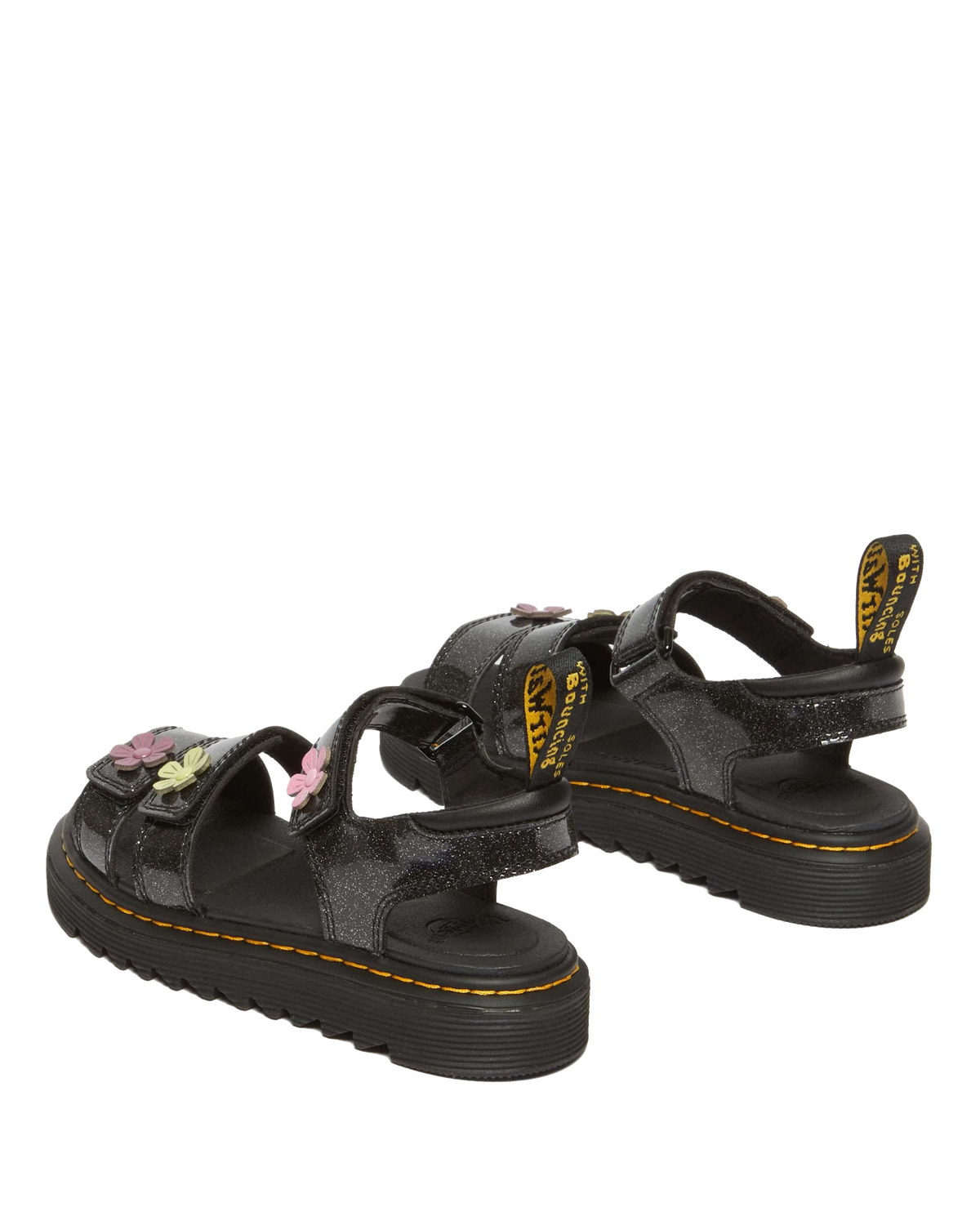 Junior Klaire Coated Glitter Velcro Sandals in Black+Multi