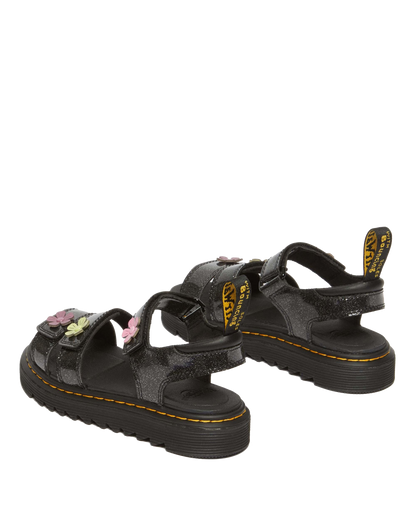 Junior Klaire Coated Glitter Velcro Sandals in Black+Multi