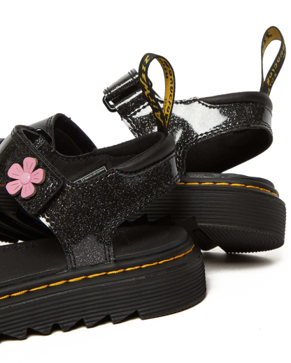Junior Klaire Coated Glitter Velcro Sandals in Black+Multi