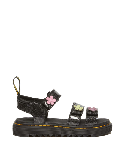 Junior Klaire Coated Glitter Velcro Sandals in Black+Multi
