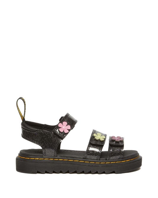 Junior Klaire Coated Glitter Velcro Sandals in Black+Multi