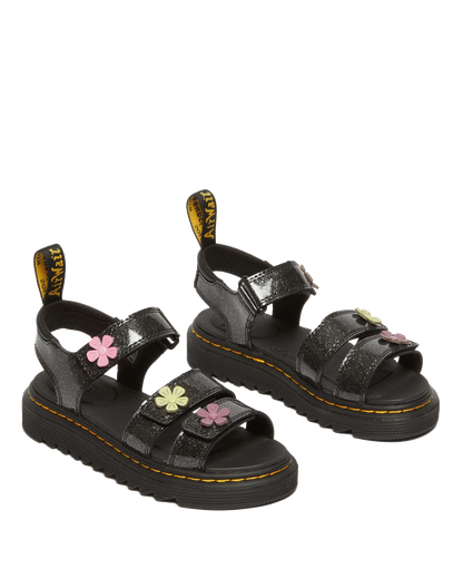 Junior Klaire Coated Glitter Velcro Sandals in Black+Multi