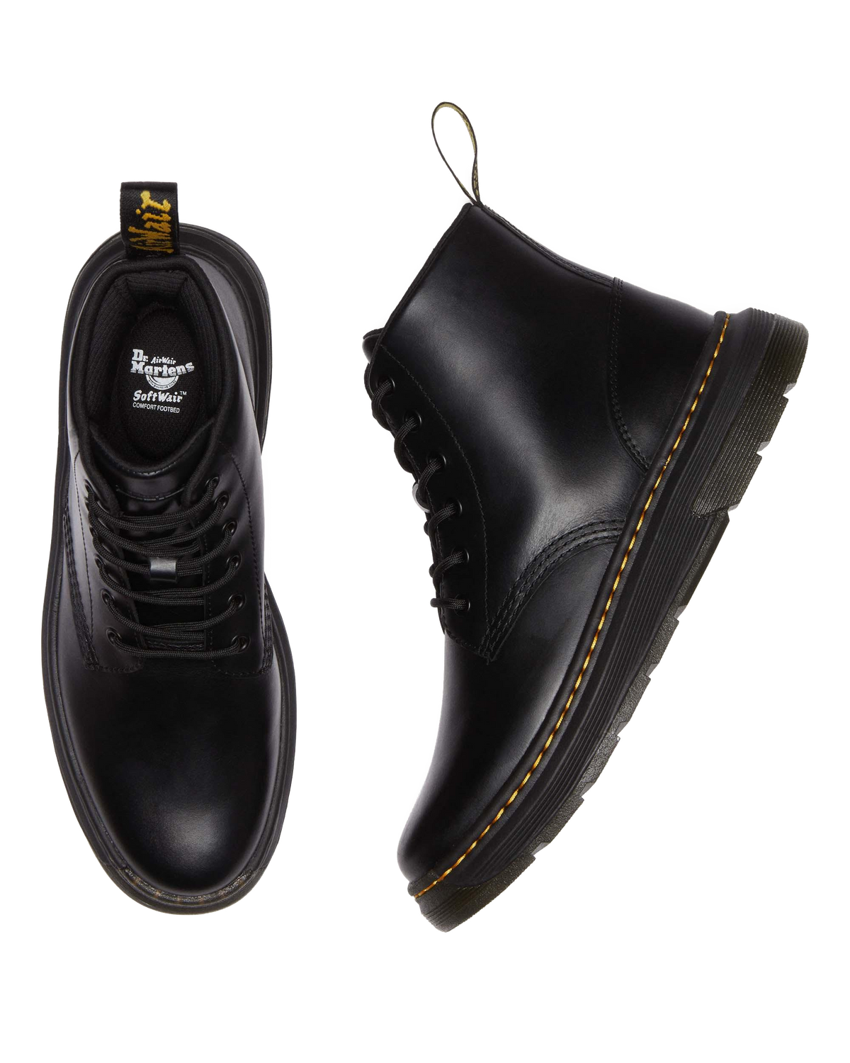 Crewson Chukka Lace Up Leather Boots in Black