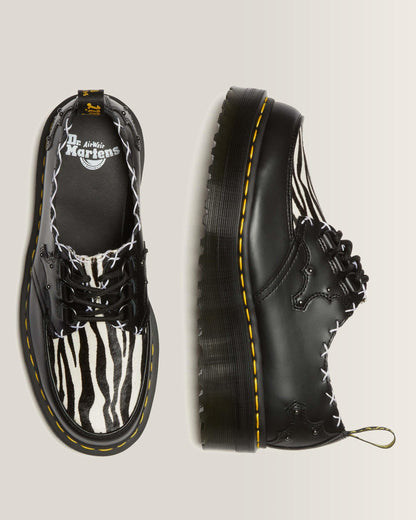 Ramsey 3-Eye Zebra Print & Leather Platform Creepers in Black+Zebra