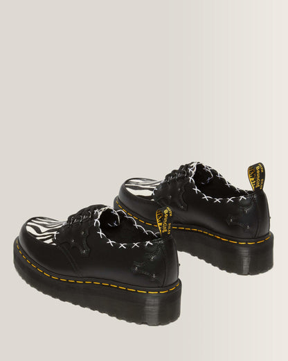 Ramsey 3-Eye Zebra Print & Leather Platform Creepers in Black+Zebra