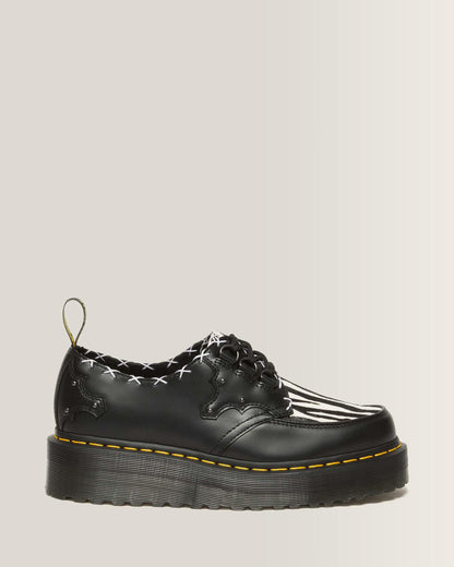 Ramsey 3-Eye Zebra Print & Leather Platform Creepers in Black+Zebra