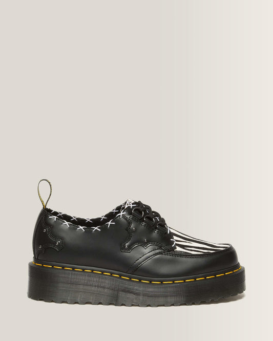 Ramsey 3-Eye Zebra Print & Leather Platform Creepers in Black+Zebra