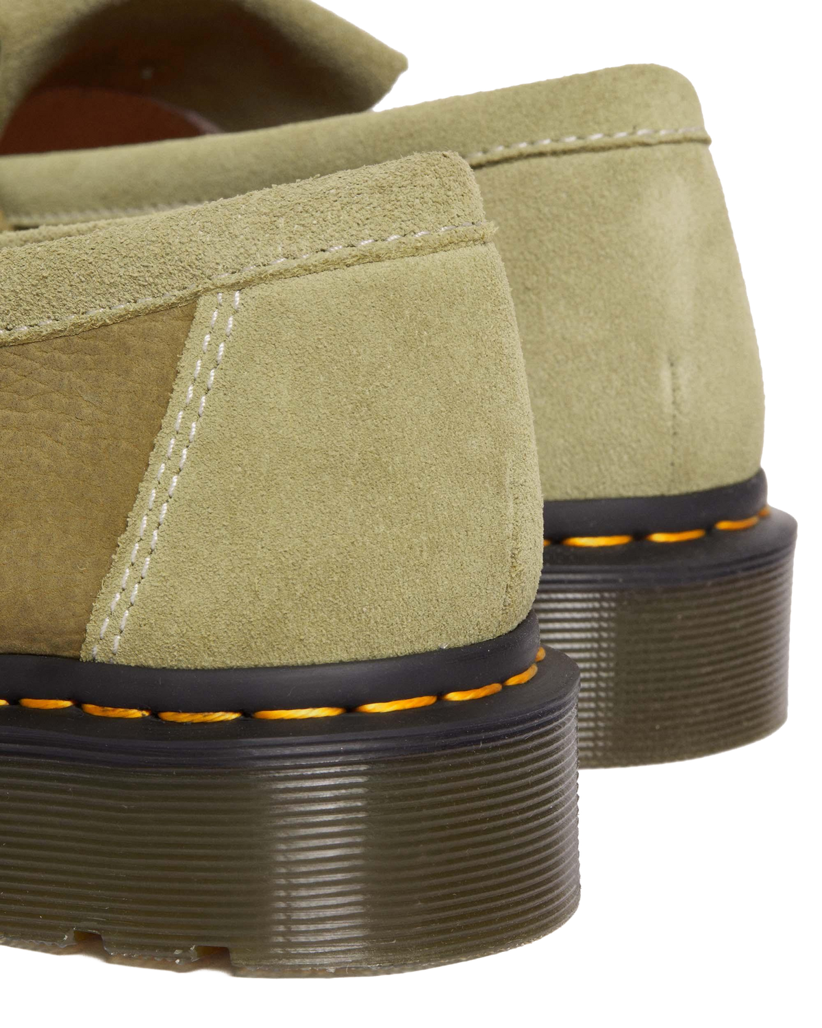 Adrian Tumbled Nubuck Leather Tassel Loafers in Muted Olive